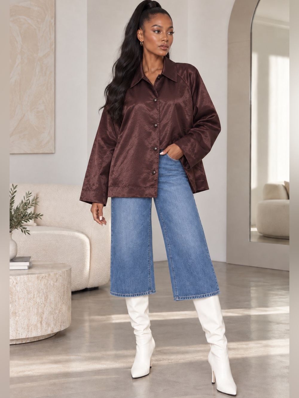 Zara ZW Collection Burgundy Satin Jacket – Size Small – New With Tags 100% polym